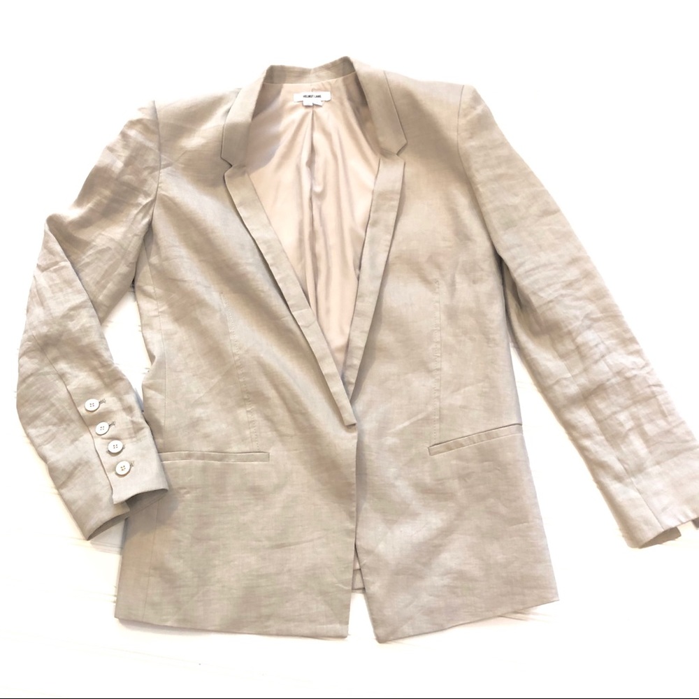 Helmut Lang Linen Blend Beige Women's Blazer - Picture 3 of 8